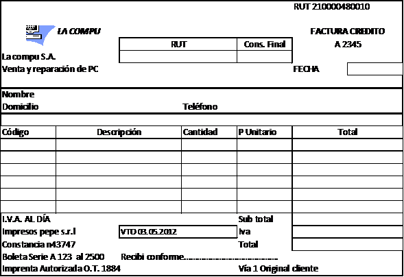 Factura De Crédito 8246